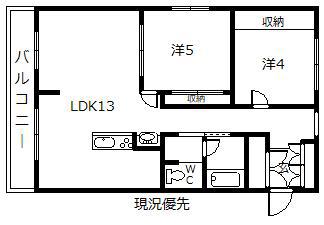 GRAND WACORE(2LDK/1階)の間取り写真