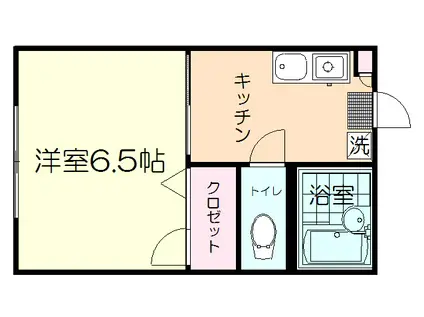 サンヴェールB棟(1K/2階)の間取り写真