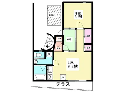 SAGINUMA COURT(1LDK/1階)の間取り写真