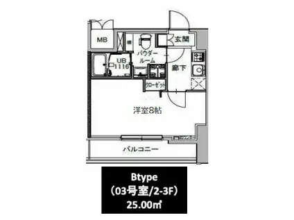 S-RESIDENCE八丁堀UNA エスレジデンス八丁堀ウーナ(1K/2階)の間取り写真
