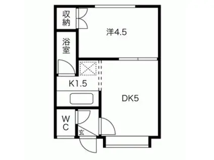 クルーズハウス千歳花園B(1DK/1階)の間取り写真