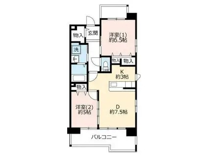 UR浜甲子園さくら街10号棟(2LDK/5階)の間取り写真