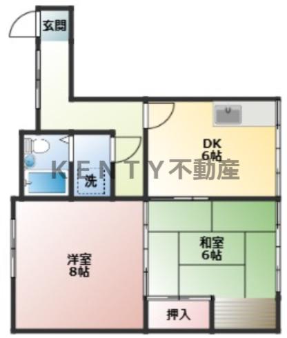 ナンブハイム3(2DK/1階)の間取り写真
