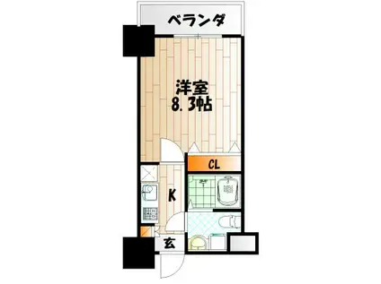 NO.71オリエントトラストタワー(1K/8階)の間取り写真