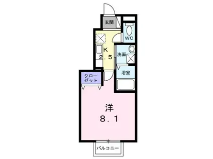 ミッドレジデンス角田(1K/1階)の間取り写真