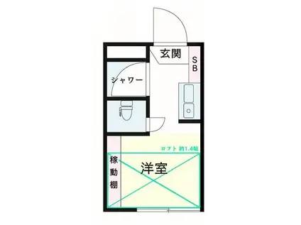 世田谷線 世田谷駅 駅近 自転車8分三軒茶屋  敷礼無(ワンルーム/2階)の間取り写真