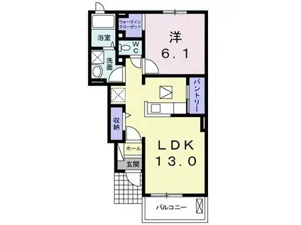 エスポワールII(1LDK/1階)の間取り写真
