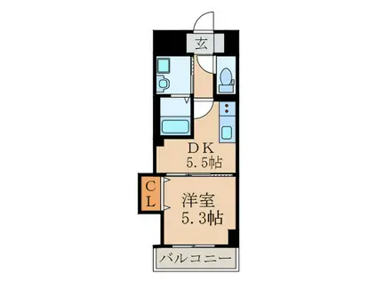 THE SQUARE・CENTRAL RESIDENCE(1DK/10階)の間取り写真