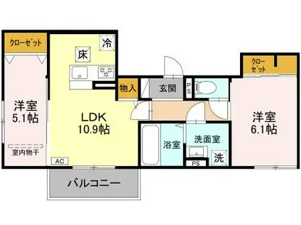 メゾン ド ソルテ(2LDK/1階)の間取り写真