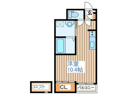 フェルトHANDEN(ワンルーム/1階)の間取り写真