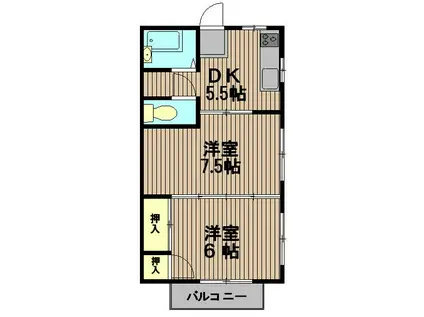 ポルポーラ(2DK/2階)の間取り写真