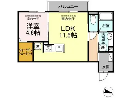 スカイ大町(1LDK/2階)の間取り写真
