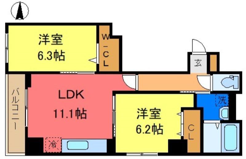 シエスタ キー(2LDK/4階)の間取り写真