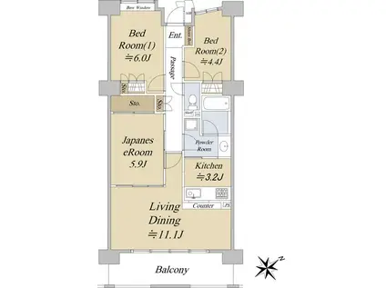 シスナブ池袋本町(3LDK/12階)の間取り写真