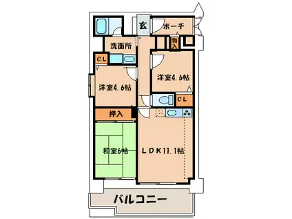 サンロイヤル新田辺アカデミア1号館(3LDK/6階)の間取り写真
