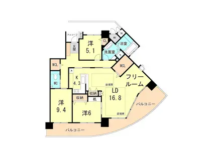 西宮マリーナパークシティ花のまちマリナヴィラ(3LDK/4階)の間取り写真