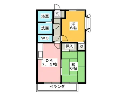 ジュネスハイムⅡ(2DK/1階)の間取り写真