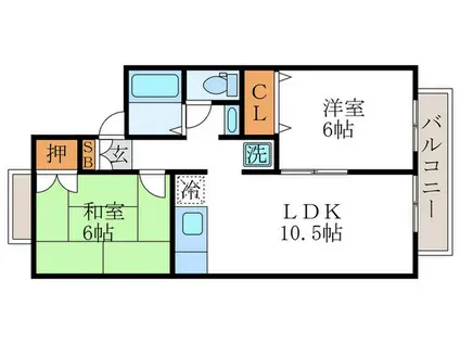 セジュマリール桂(2LDK/2階)の間取り写真