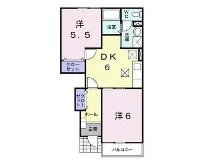 サイレントリブ(2DK/1階)の間取り写真