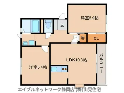 インセンス1904 A棟(2LDK/1階)の間取り写真