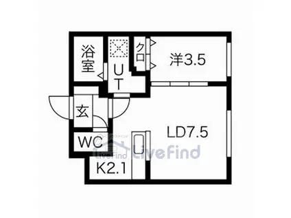 BASE TSUKISAMU(1LDK/1階)の間取り写真