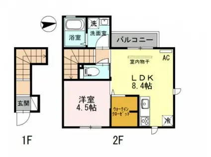 セピアコート住吉東(1LDK/2階)の間取り写真