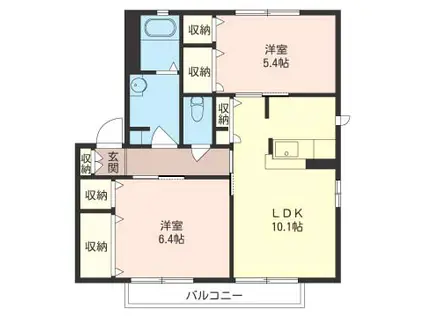 エスポワールハイツB(2LDK/2階)の間取り写真