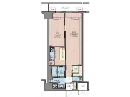 プレジオ本町(1LDK/14階)の間取り写真