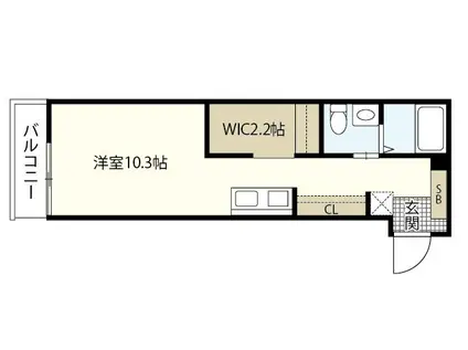 ベルハイム地御前(ワンルーム/2階)の間取り写真