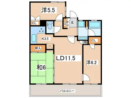 グリーンウッド郡山(3LDK/10階)の間取り写真