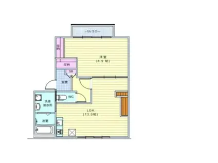 ディアスB(1LDK/2階)の間取り写真