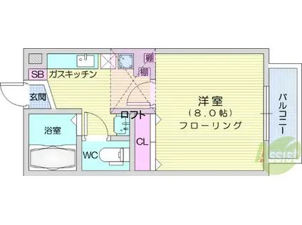 ウェルコート青山(1K/1階)の間取り写真