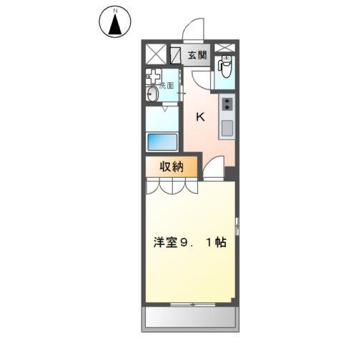 グランチェスタII(1K/1階)の間取り写真