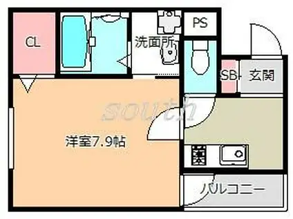 H-MAISON林寺(1K/1階)の間取り写真