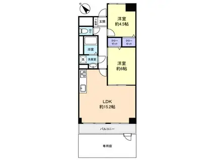 ライオンズマンション西八千代(2LDK/1階)の間取り写真