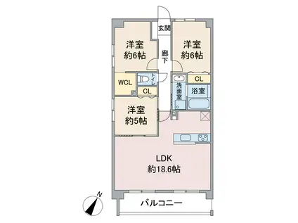 パラドール デ カミヤシロ(3LDK/1階)の間取り写真