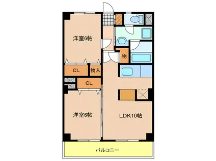 宇都宮グリーンハイツII(2LDK/6階)の間取り写真