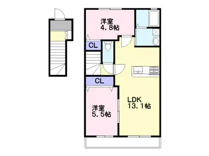 IVY COURT(2LDK/2階)の間取り写真