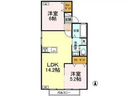 スカイハイツ中切 B(3DK/2階)の間取り写真