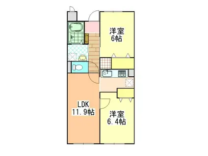 エスポワール春日(2LDK/3階)の間取り写真