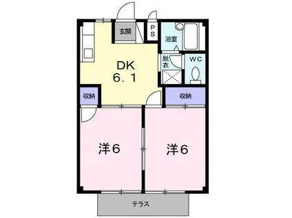 シティハイツ森(2DK/1階)の間取り写真