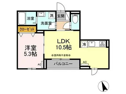 セレスティア南花畑(1LDK/3階)の間取り写真