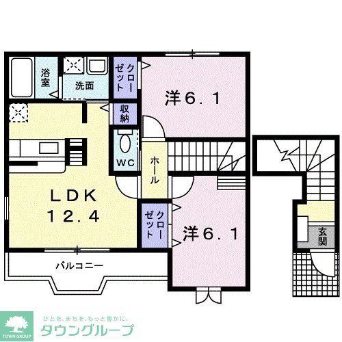 アマランスD(2LDK/2階)の間取り写真