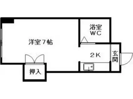 クィーン南5条(1K/3階)の間取り写真