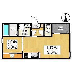 REGALEST 名西(1LDK/1階)の間取り写真
