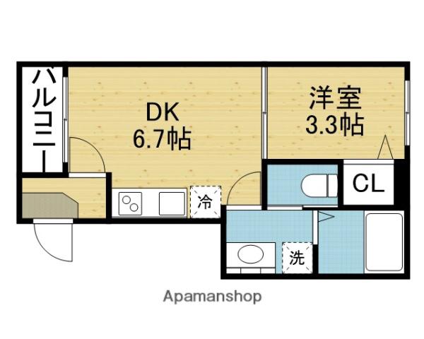 ハーモニーテラス小路東VI(1DK/1階)の間取り写真