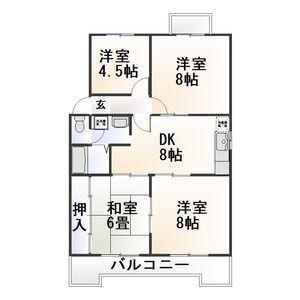 ハイツ島忠(4DK/5階)の間取り写真