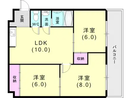 ダイバーシティ神戸長田A棟(3LDK/3階)の間取り写真