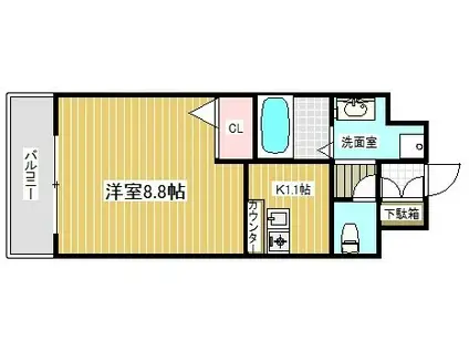 プレサンス神戸みなと元町(1K/6階)の間取り写真