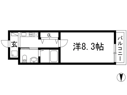 ウィンズコート天神(1K/3階)の間取り写真